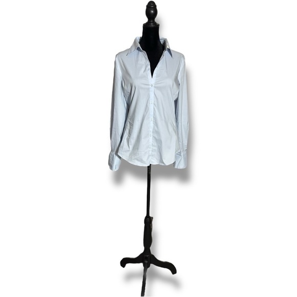 Zara Light Baby Blue Lightweight Long Sleeve Fitted Button Down Shirt - Picture 2 of 15